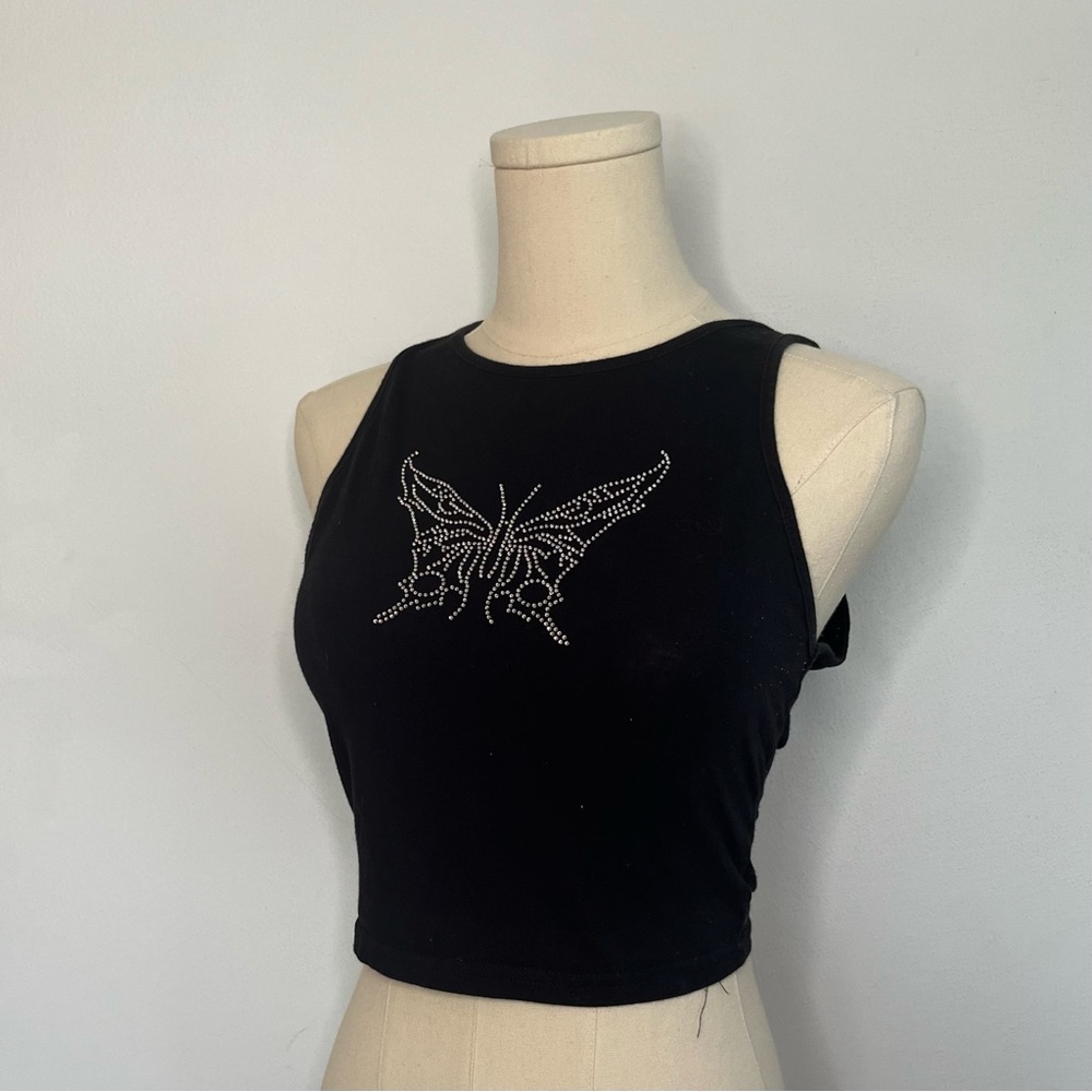 BLACK RHINESTONE top